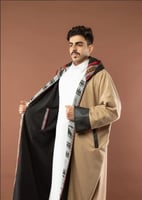 فروة رجالي جوخ لون أسود وبيج دبل فيس تنلبس جهتين -...