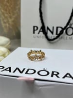 خاتم باندورا PANDORA ذهبي كرستالة فضي