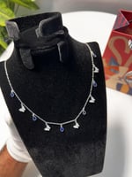 سلسال الفراشات ازرق غامق فضة عيار 925