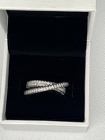 خاتم باندورا PANDORA فضي كرستالة فضي