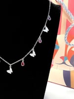 سلسال الفراشات احمر فضة عيار 925