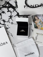 خاتم باندورا PANDORA ذهبي كرستالة فضي