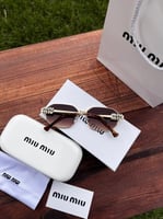 نظارة miu miu إطار ذهبي - عدسة بني