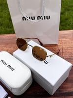 نظارة miu miu إطار ذهبي - عدسة بني