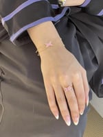 اسوارة + خاتم شوميه ذهبي - وردي