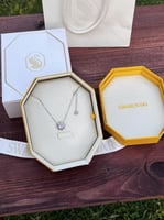 سلسال سوارفيسكي فضي كريستالة وردي