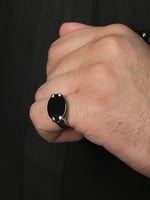 خاتم ملكي فضة عيار( 925 )لون اسود ملكي