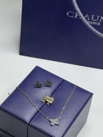 سلسال شوميه مع حلق ذهبي - رمادي