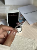 خاتم باندورا PANDORA فضي كرستالة وردي الجوهرة