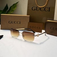 نظارة gucci - إطار ذهبي - عدسة بني مدرج