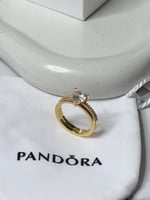 خاتم باندورا PANDORA ذهبي كرستالة فضي