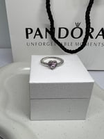 خاتم باندورا PANDORA فضي كرستالة وردي