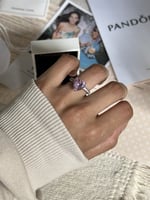 خاتم باندورا PANDORA فضي كرستالة وردي الجوهرة