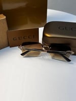 نظارة gucci - إطار ذهبي - عدسة بني مدرج
