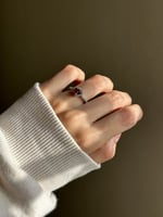 خاتم باندورا PANDORA فضي كريستالة حمراء