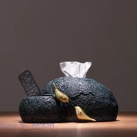 علبة مناديل مع حامل ريموت ديكور