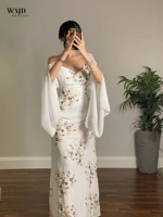 فستان العيد ناعم مشجر مطرز كمبيوتر