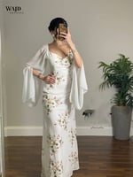 فستان العيد ناعم مشجر مطرز كمبيوتر