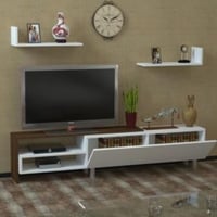 طاولة تلفاز لونين ابيض وبني (صناعة تركية) Dizayn