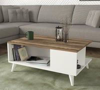 بكج طاولة تلفزيون وطاولة قهوة وركن قهوة لون ابيض و...