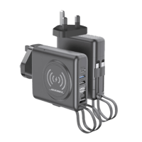 شاحن جداري 5 في 1: باور بانك لاسلكي PD مع كابلات م...