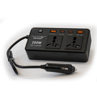 محول سيارة TiKNAL 200 واط مع منافذ AC مزدوجة وUSB/...