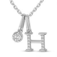 عقد حرف H ذهب أبيض والماس عيار18