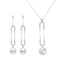 نصف طقم ذهب ابيض وألماس