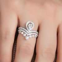 خاتم توينز ذهب أبيض والماس