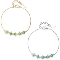 سوار زهور بزركون أخضر (فضة إسترليني 925 – مطلي ذهب...