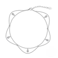 خلخال بطبقتين مزين بحجر زركون باللون الفضي والذهبي...