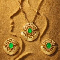 طقم عقيق وزركون فاخر مطلي ذهب (فضة إسترليني 925)