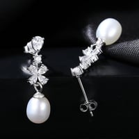 طقم اللؤلؤ والزركون اللامع (فضة إسترليني 925)