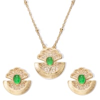 طقم عقيق وزركون فاخر مطلي ذهب (فضة إسترليني 925)