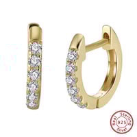 أقراط حلقية ذهبية كلاسيكية بحجر زركون 5A (فضة إستر...