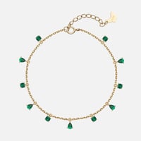 سوار من الفضة المطلية بالذهب مرصعة بالزركون بلون ا...