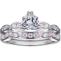 طقم القلوب الوردية الراقية (فضة إسترليني 925)