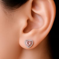 تفتح القلب الوردي: طقم عقد وأقراط هالة زركونيا (فض...