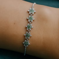 سوار زهور بزركون أخضر (فضة إسترليني 925 – مطلي ذهب...