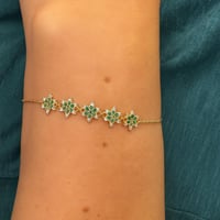 سوار زهور بزركون أخضر (فضة إسترليني 925 – مطلي ذهب...