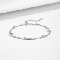 سوار فضة 925 طبقتين بتصميم الخرز الأنيق