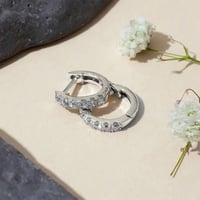 أقراط حلقية فضية كلاسيكية بحجر زركون 5A (فضة إسترل...