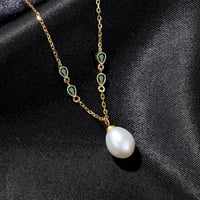 طقم اللؤلؤ والزمرد الذهبي (فضة إسترليني 925)