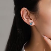 طقم نجوم بزركون أزرق (فضة إسترليني 925)