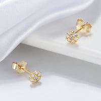 أقراط وردة صغيرة مطلية بذهب عيار 14 بحجر زركون A4...