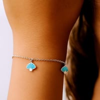 سوار صدفة بحرية فضية للبنات – مجوهرات بلون المحيط