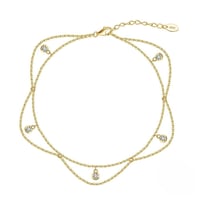 خلخال بطبقتين مزين بحجر زركون باللون الفضي والذهبي...