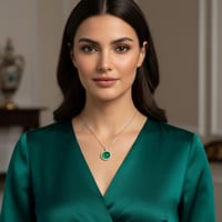 قلادة عقيق أخضر وزركون (فضة إسترليني 925 مطلية رود...