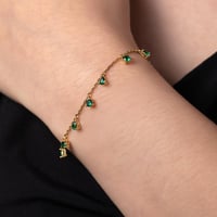 سوار من الفضة المطلية بالذهب مرصعة بالزركون بلون ا...