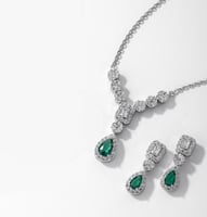 طقم الأناقة الزمردي الفضي (فضة إسترليني 925)